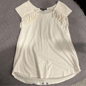 Scotch & Soda off-white tank top with fringe detail